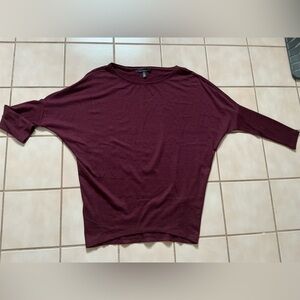 White House Black Market Dolman Sleeve Tunic Sweater Top Sz XS Burgundy